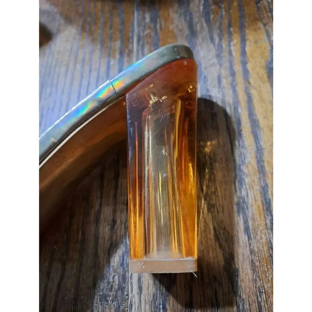 9 Mackin J Orange Transparent Open Toe Acrylic Slip On Chunky High Heel Shoes